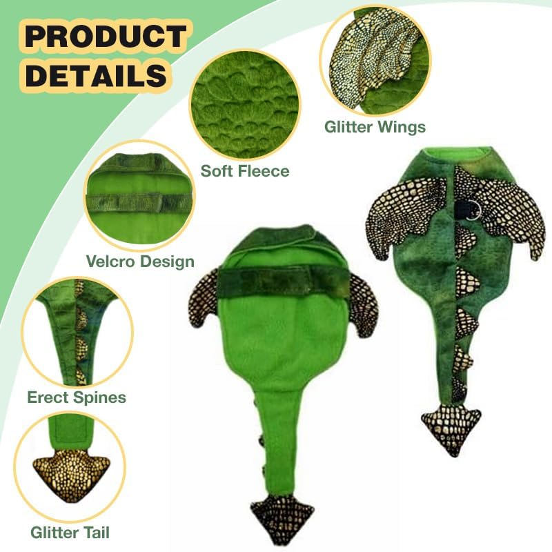 hokable Bearded Dragon Harness Leash Set, Dinosaur Cosplay Halloween Pet Costume for Bearded Dragon Reptiles (Small) - Image 3